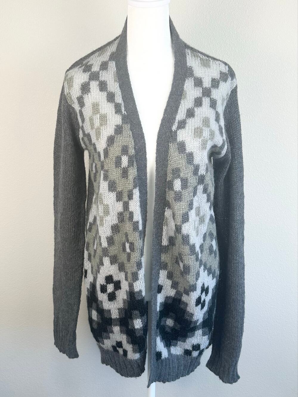 Wooden Ships Open Front Cardigan Sweater Gray Medium EUC